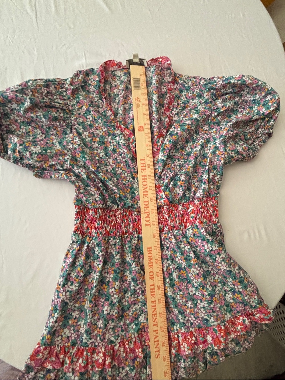 Ditsy Floral Summer Dress w/ V-Neck & Puff Sleeves 100% Cotton Women’s XL Boho - Picture 5 of 13